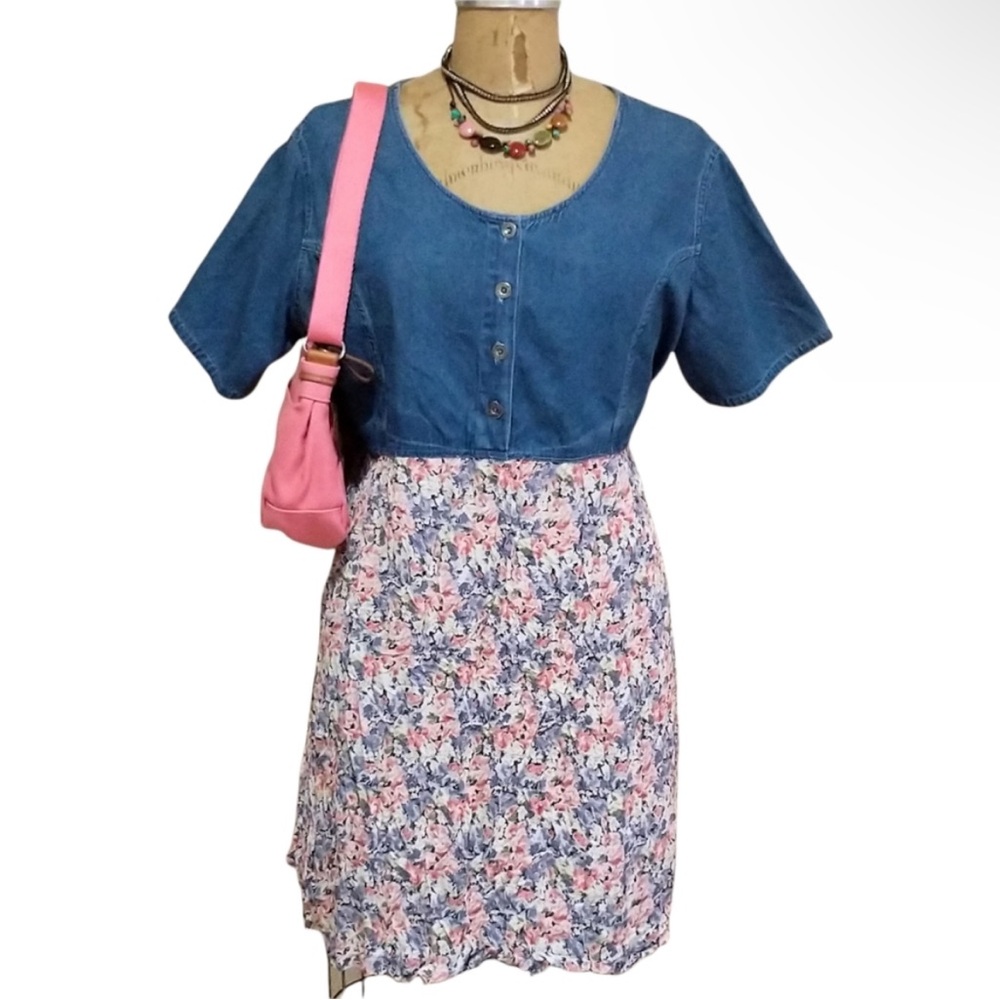 Meg Lauren Denim and Cotton Dress Maternity Size Small